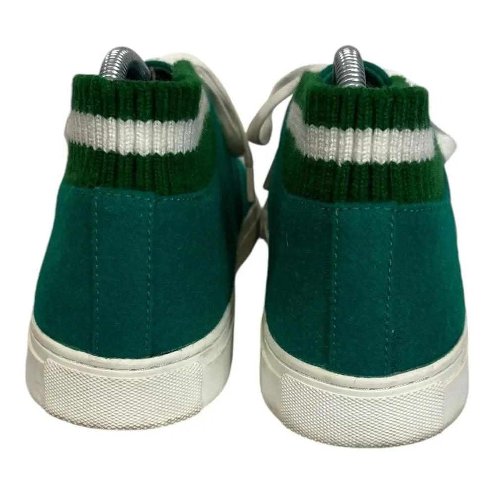 Tory‎ Sport | Green Ribbed Cloth Leather Lace Up Love All Sneakers 10.5